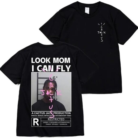 Travis Scott T-Shirt Unisex Look Mom I Can Fly Cactus Jack, Hip Hop Streetwear - Picture 1 of 1
